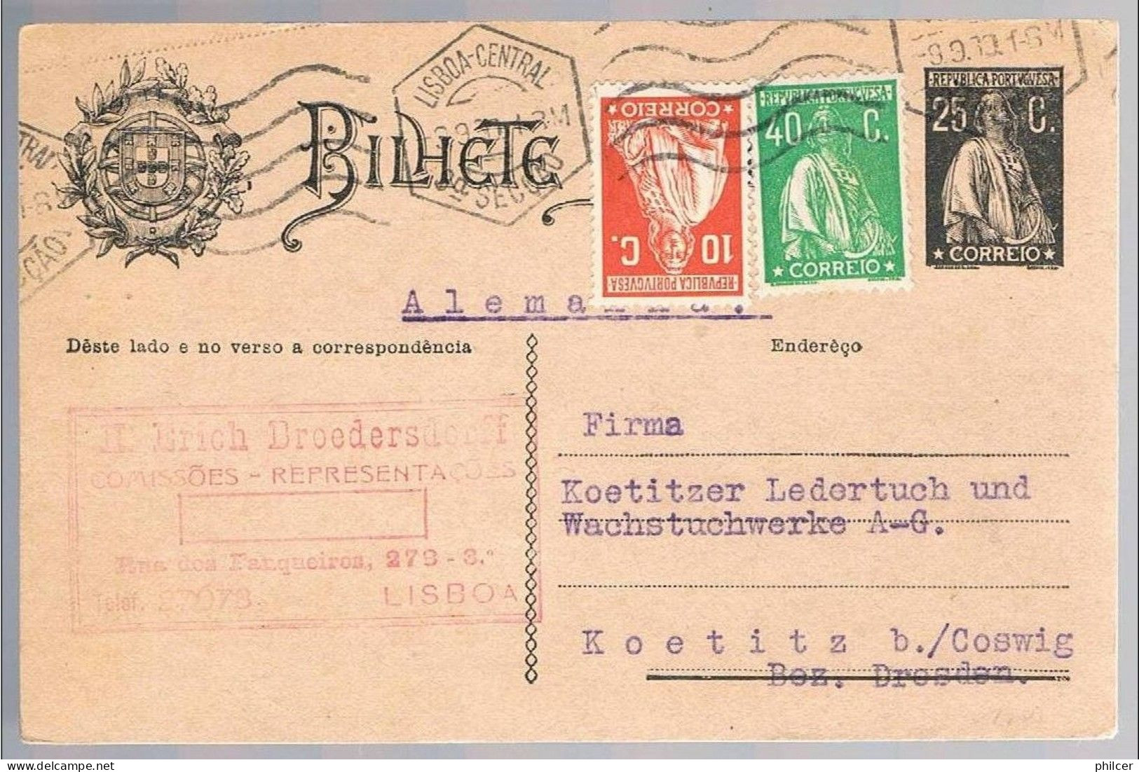 Portugal, 1930, For Kortitz - Briefe U. Dokumente