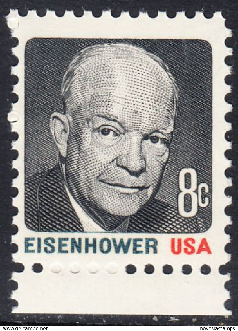 !a! USA Sc# 1394 MNH SINGLE W/ Bottom Margin (a2) - Dwight D. Eisenhower - Neufs