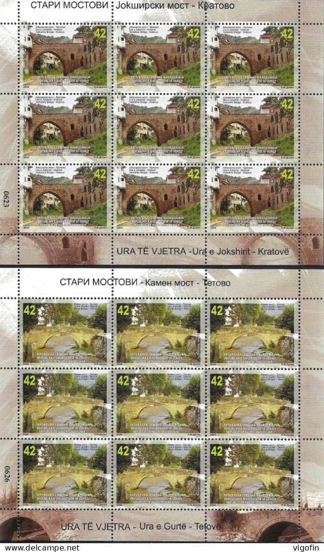 NMK 2024-08 OLD BRIDGES, NORTH MACEDONIA, 2MS, MNH - Ponts