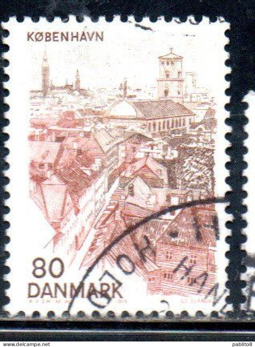 DANEMARK DANMARK DENMARK DANIMARCA 1976 COPENHAGEN VIEWS VIEW FROM ROUND TOWER 80o USED USATO OBLITERE - Used Stamps