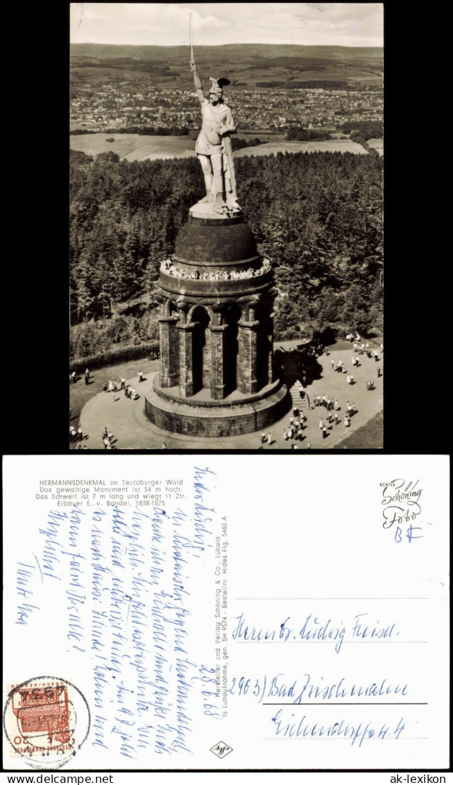 Ansichtskarte Hiddesen-Detmold Hermannsdenkmal Luftbild 1968 - Detmold