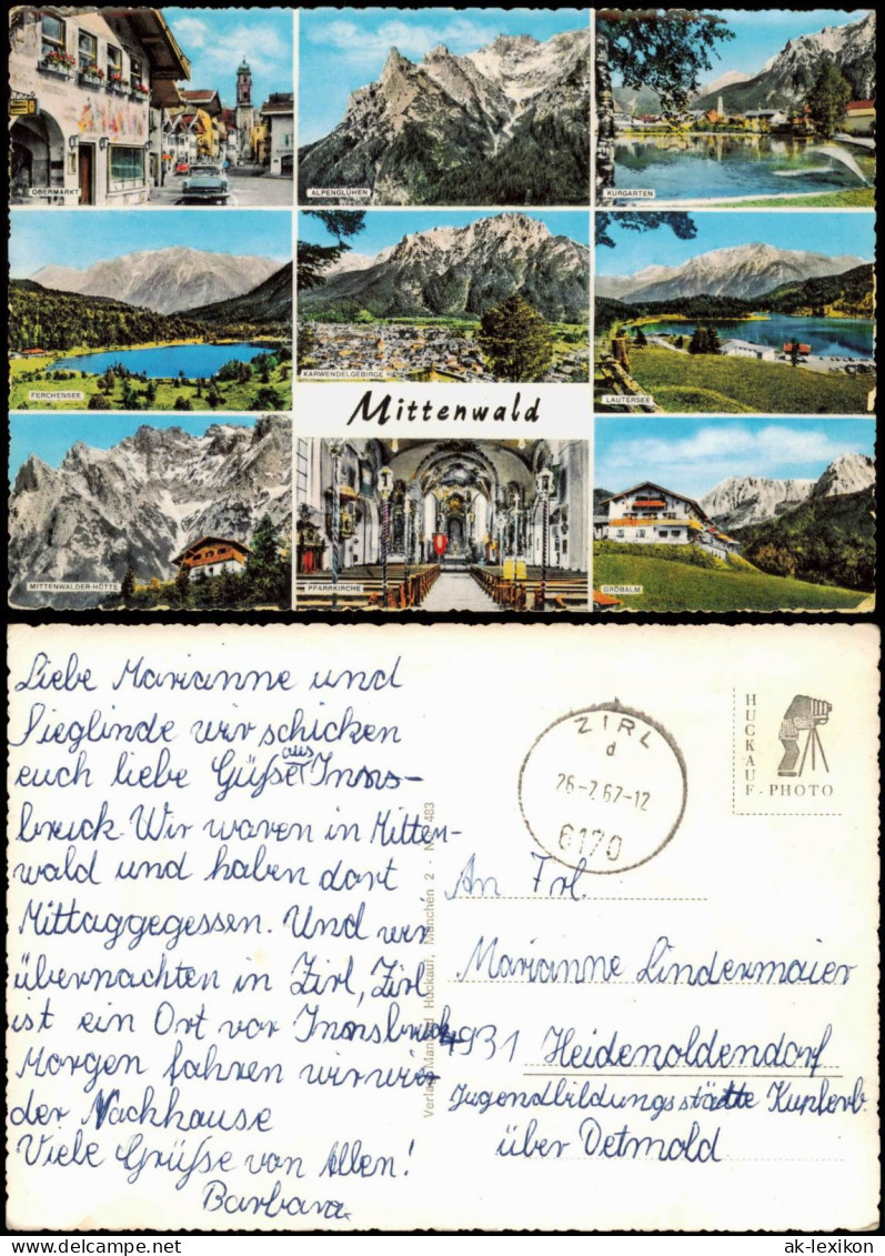Ansichtskarte Mittenwald Stadtteilansichten 1967 - Mittenwald