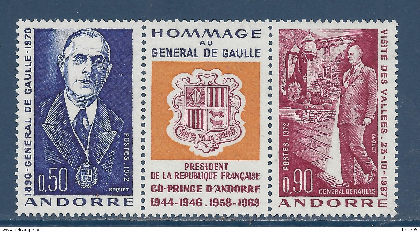 Andorre Français - YT N° 224 Et 225 ** - YT N° 225A - Neuf Sans Charnière - 1972 - Neufs