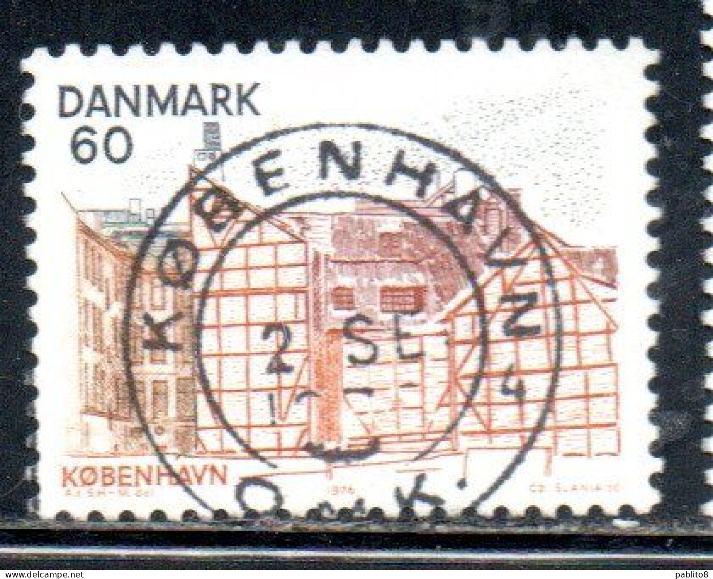 DANEMARK DANMARK DENMARK DANIMARCA 1976 COPENHAGEN VIEWS VIEW CENTER 60o USED USATO OBLITERE - Used Stamps