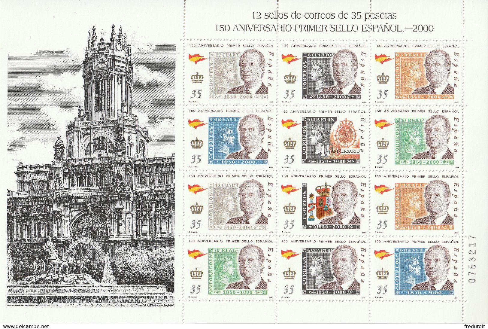 ESPAGNE - Feuille N°3254/60 ** (2000) 150e Anniversaire Du Premier Timbre-poste Espagnol - Ongebruikt