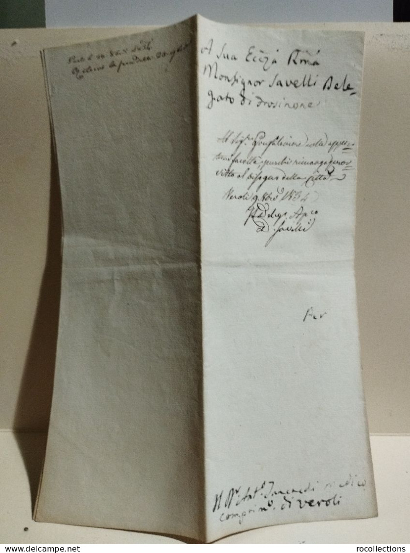 Italy Old Letter. Italia Lettera Tancredi Medico A Veroli, A Conte Savelli Delegato Apostolico Frosinone 1834 - Non Classés