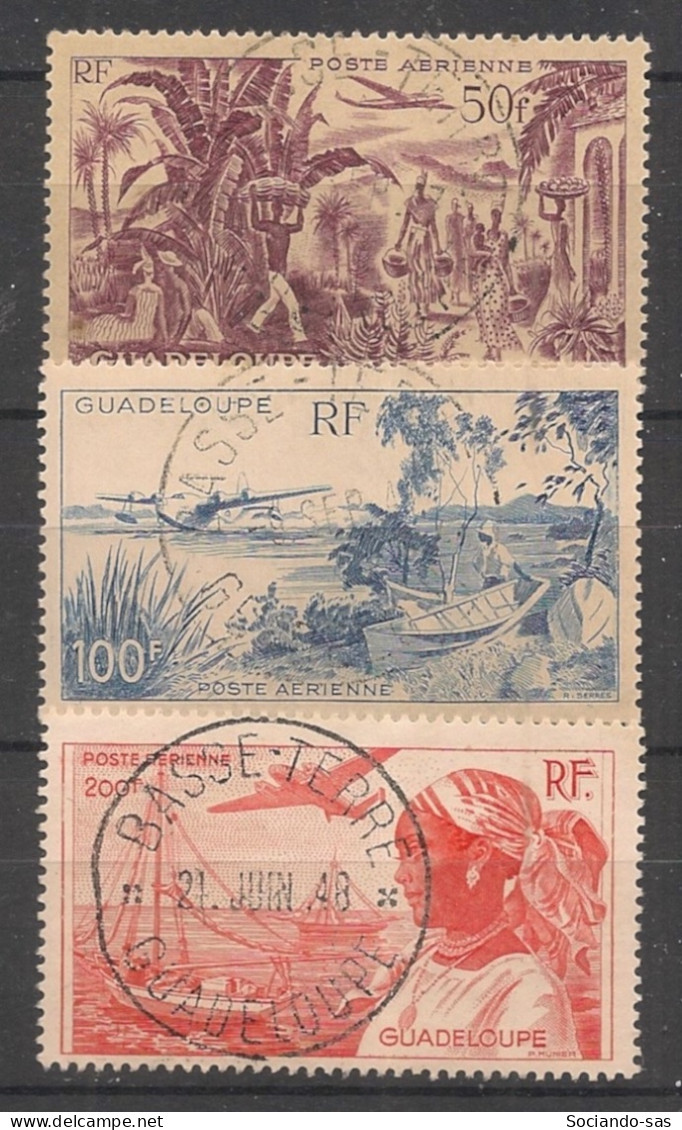 GUADELOUPE - 1947 - Poste Aérienne PA N°YT. 13 à 15 - Série Complète - Oblitéré / Used - Gebraucht