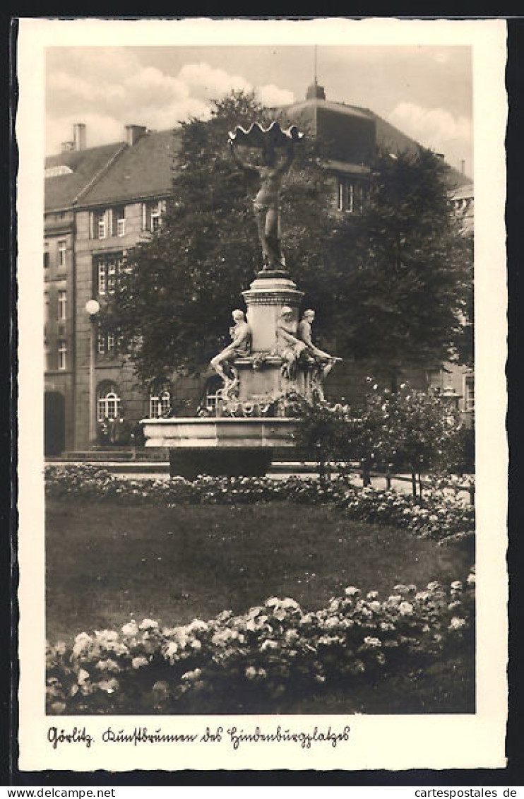 AK Görlitz, Kunstbrunnen Auf Dem Hindenburgplatz  - Goerlitz