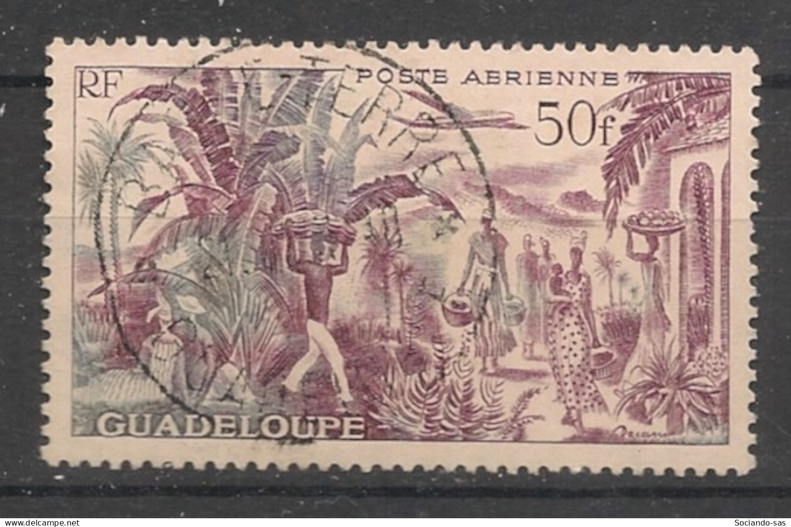 GUADELOUPE - 1947 - Poste Aérienne PA N°YT. 13 - Plantation 50f - VARIETE Brun Et Gris - Oblitéré / Used - Oblitérés