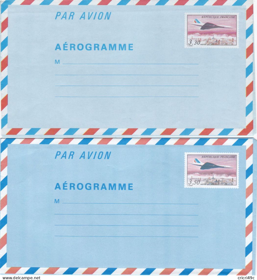 1 Aérogramme 1984 Concorde   N°Y&T 1011-AER 1012-AER  Neufs** - Aérogrammes