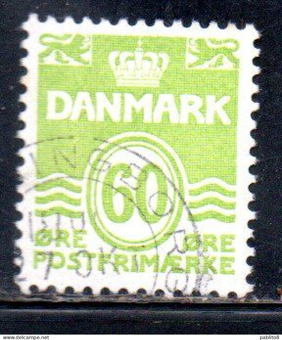 DANEMARK DANMARK DENMARK DANIMARCA 1972 1978 1977 WAVY LINES AND NUMERAL OF VALUE 60o USED USATO OBLITERE' - Used Stamps