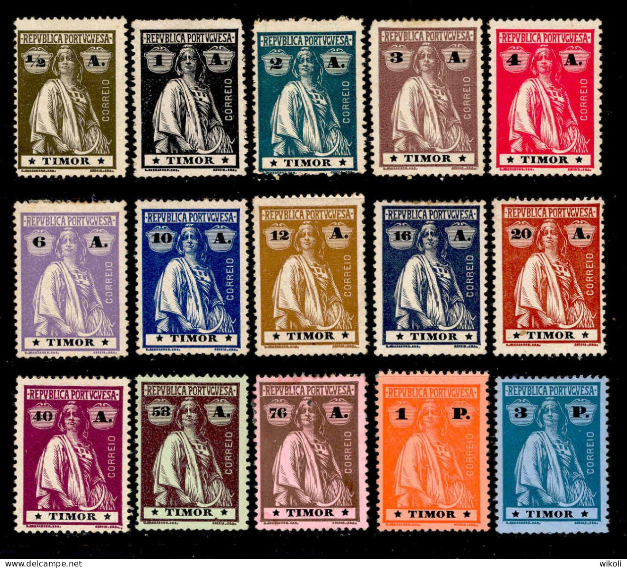 ! ! Timor - 1914 Ceres (Complete Set) - Af. 162 To 176 - MH - Timor