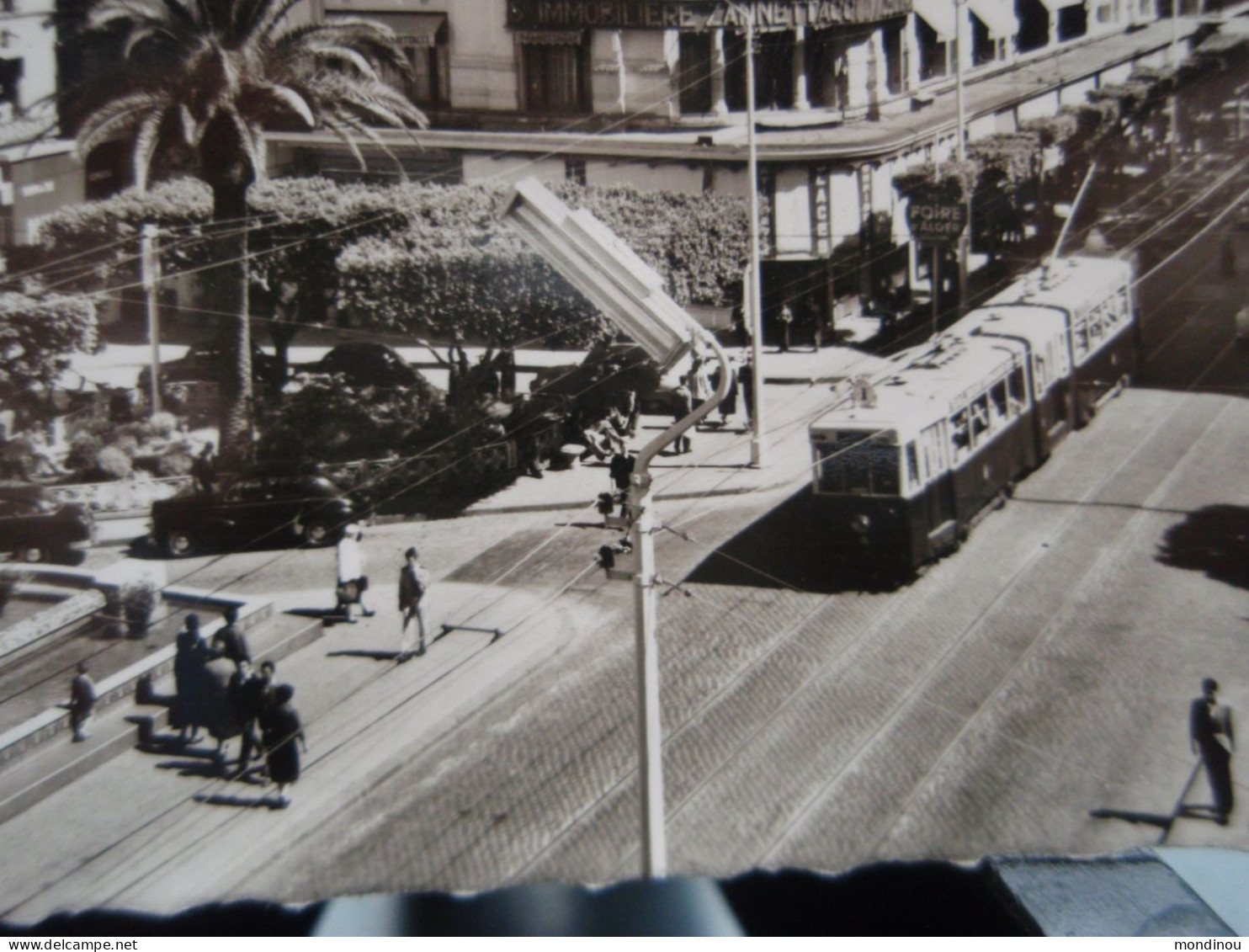 Belle Cpsm ALGER Fontaine Lumineuse - Tramway - Au Bon Marché - Algiers