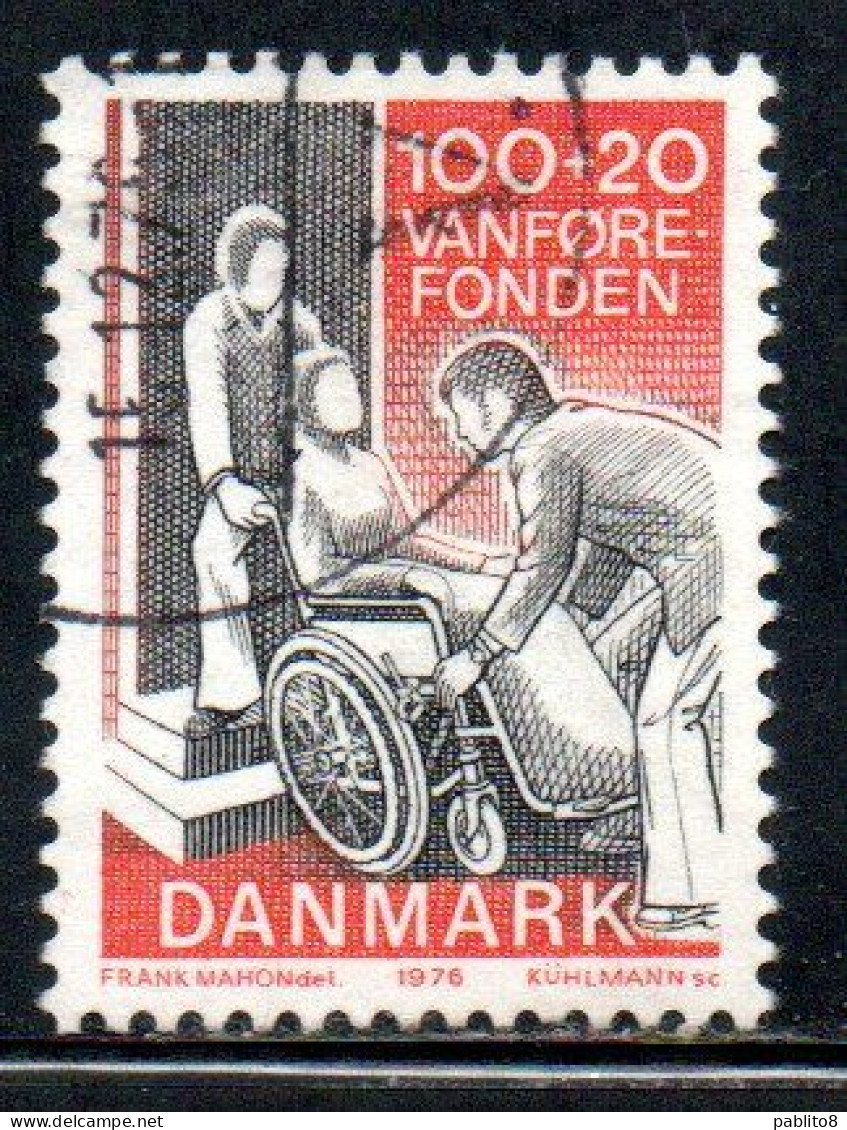DANEMARK DANMARK DENMARK DANIMARCA 1976 FOUNDATION TO AID THE DISABLED 100 + 20o USED USATO OBLITERE - Used Stamps