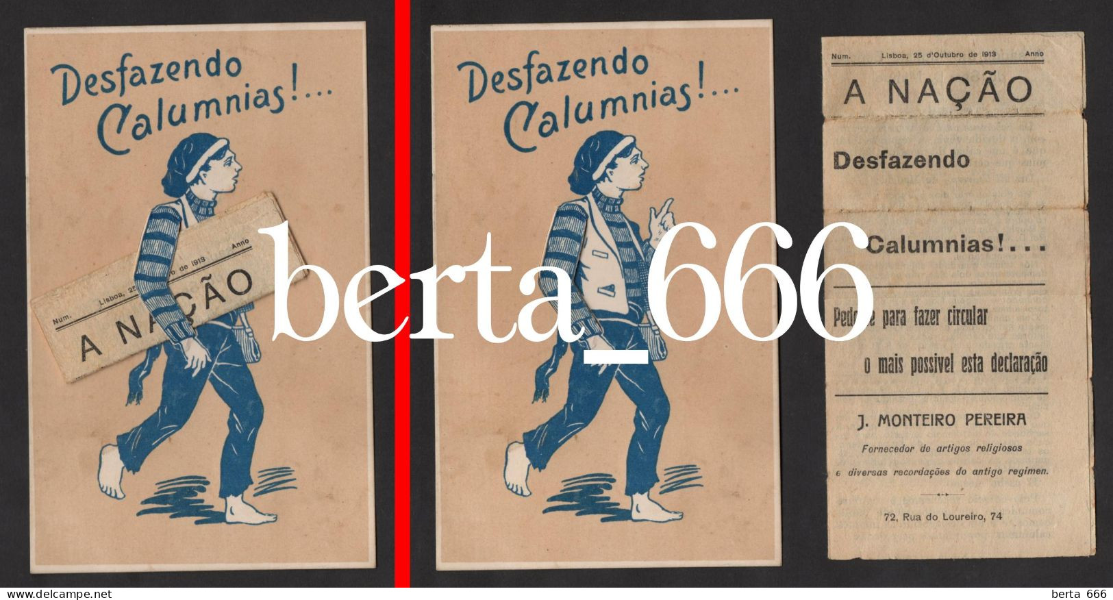 Postal Publicitário * Jornal A NAÇÃO * Lisboa 1913 * Desfazendo Calúnias * Ardina Com Jornal Destacável - Lisboa