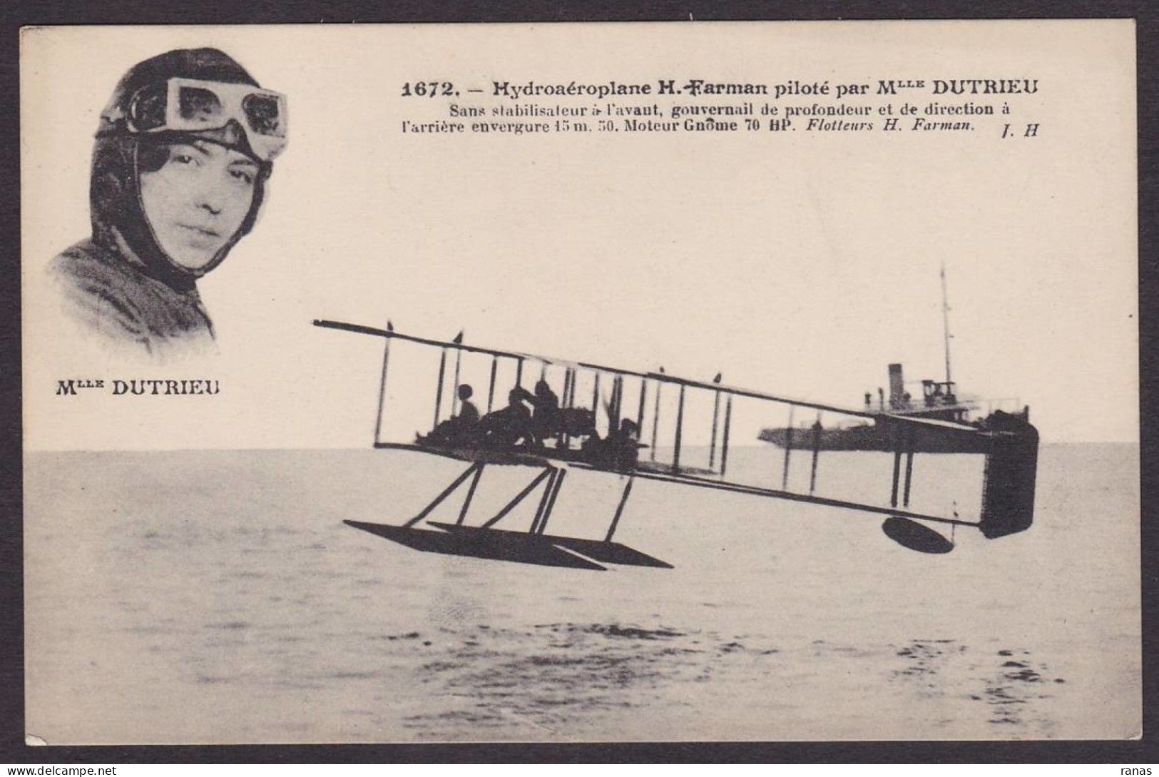 CPA Aviation Femme Women Avion Aviateur Mademoiselle Dutrieu Hydravion Non Circulé - 1919-1938: Entre Guerres