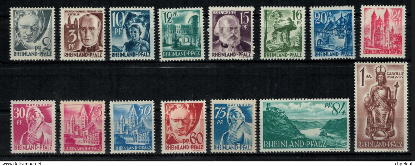 Franz. Zone 1947 Rheinland Pfalz - Mi/YT 1/15 ** Postfrisch MNH - YT 3,50 Euro - Other & Unclassified