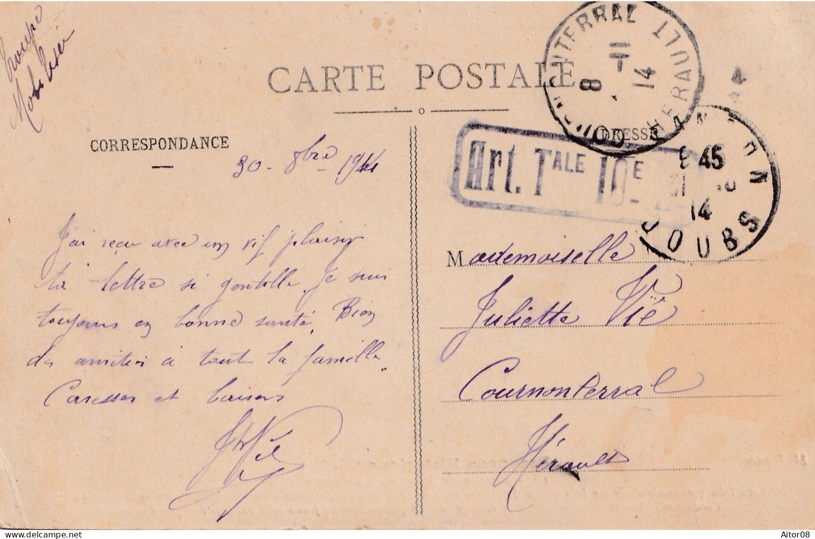 BELLE CP COULEUR DE 1914  AVEC CACHET MILITAIRE .TRES INTERESSANT . . BEL ETAT - Covers & Documents