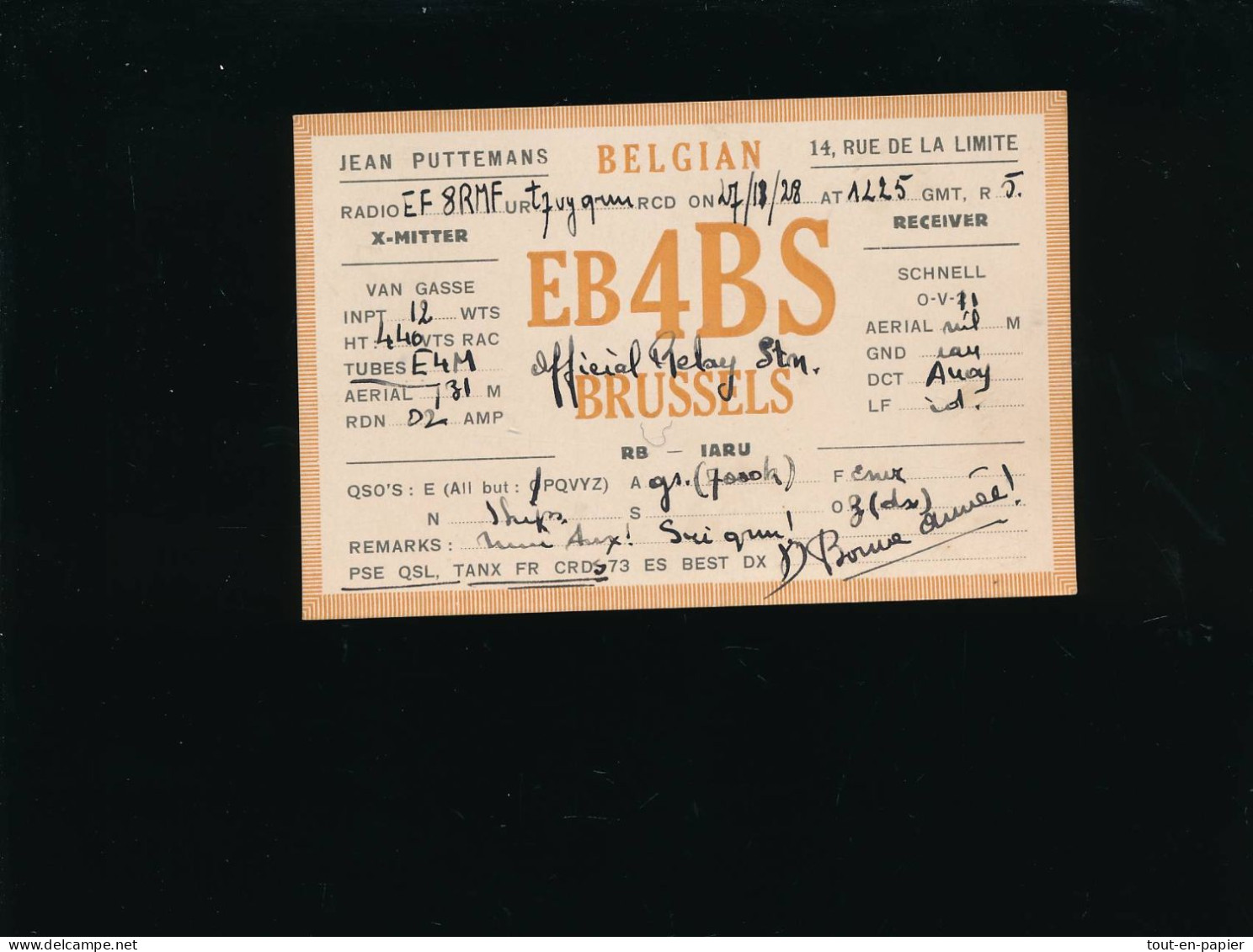 QSL Carte Radio - 1928 - Belgium Belgique - Eb4BS Brussels 8RFM Cherbourg - Radio Amateur