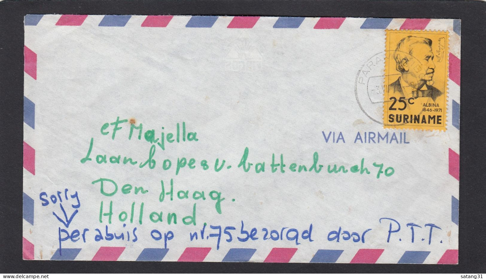 LETTRE DE PARAMARIBO POUR DEN HAAG. - Suriname ... - 1975