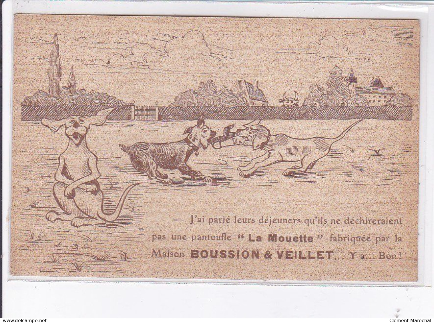 PUBLICITE : Pantoufle "La Mouette" Fabriquée Par La Maison Boussion Et Veillet (par Benjamin Rabier ?) - Chien - TBE - Advertising