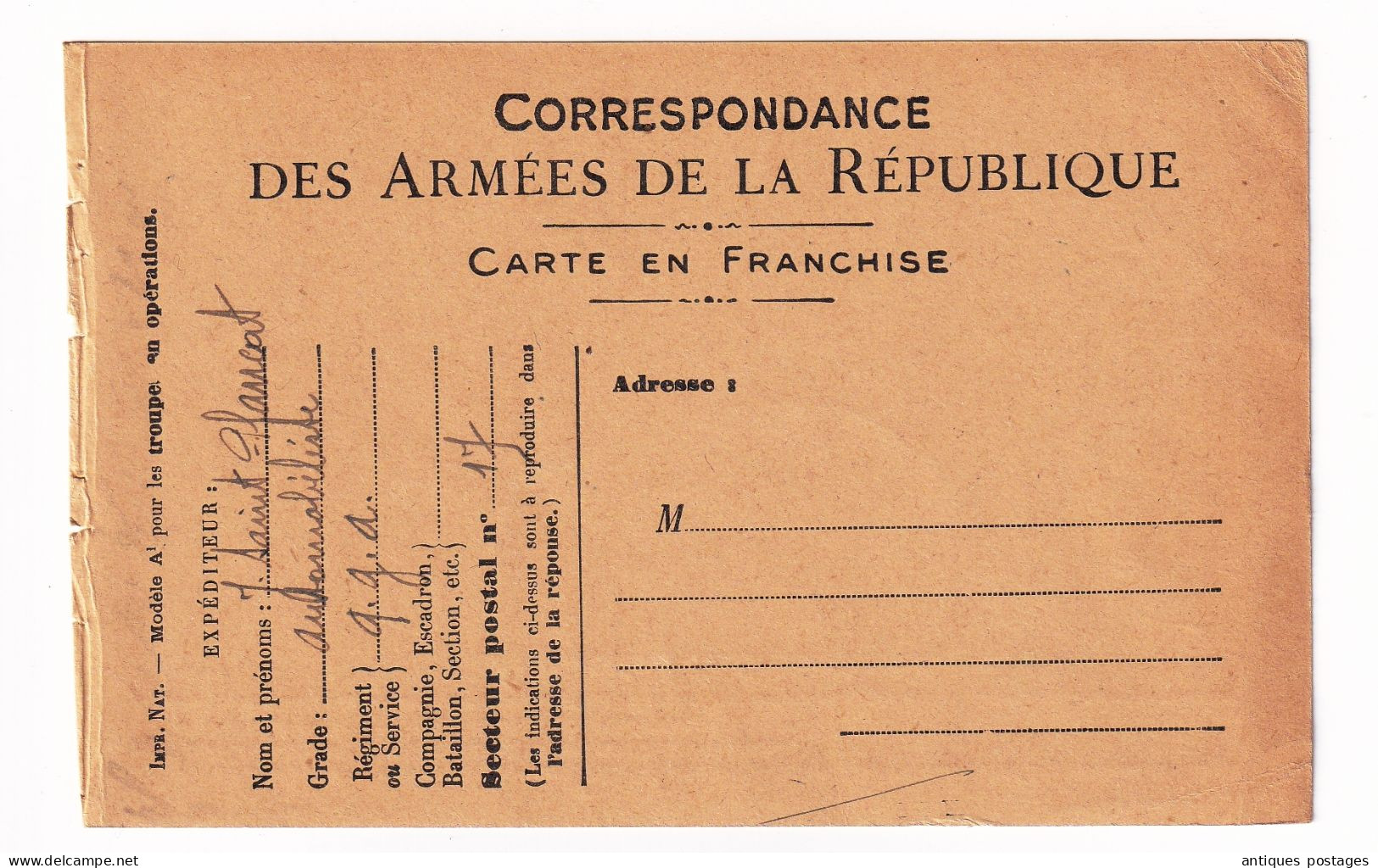 Carte Première Guerre Mondiale 1918 WW1 Grand Quartier Général  Automobiliste Postal 17 Saint Plancat - Guerre De 1914-18