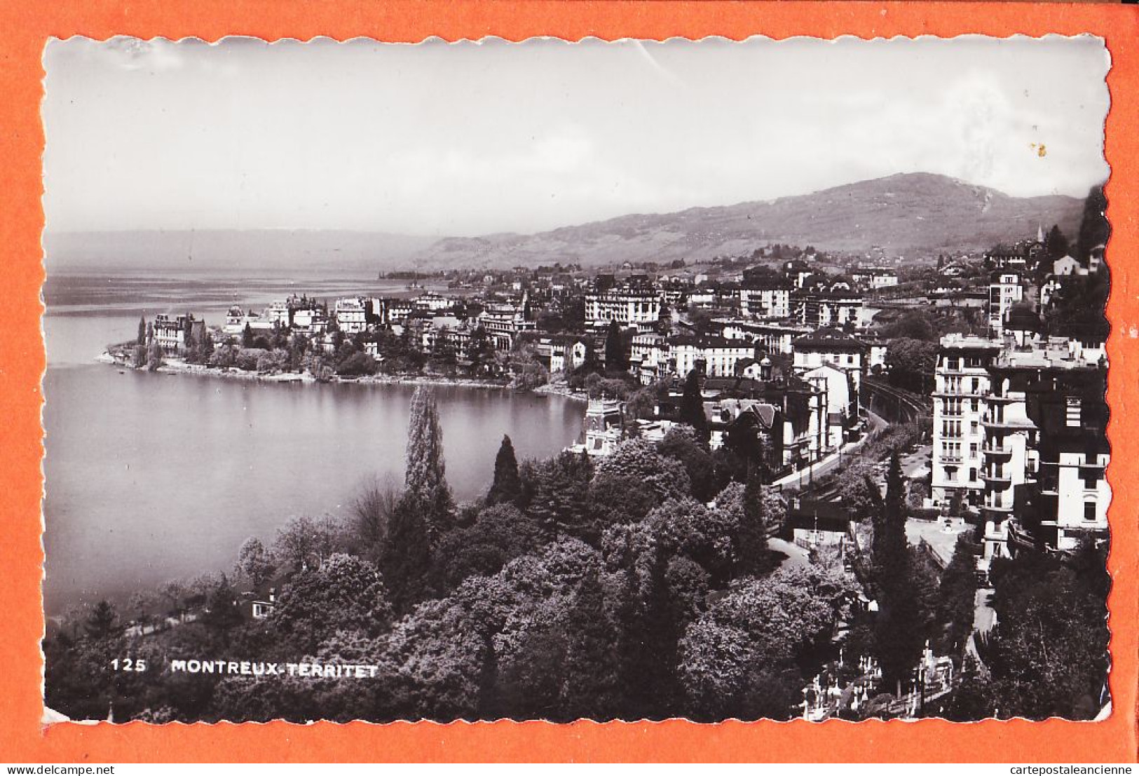 27227 / ⭐ ◉ MONTREUX-TERRITET VD-Vaud Suisse ◉ Vue Ville Bord Lac LEMAN 1950s ◉ Photo-Bromure GANGUIN LAUBSCHER  N° 125 - Montreux