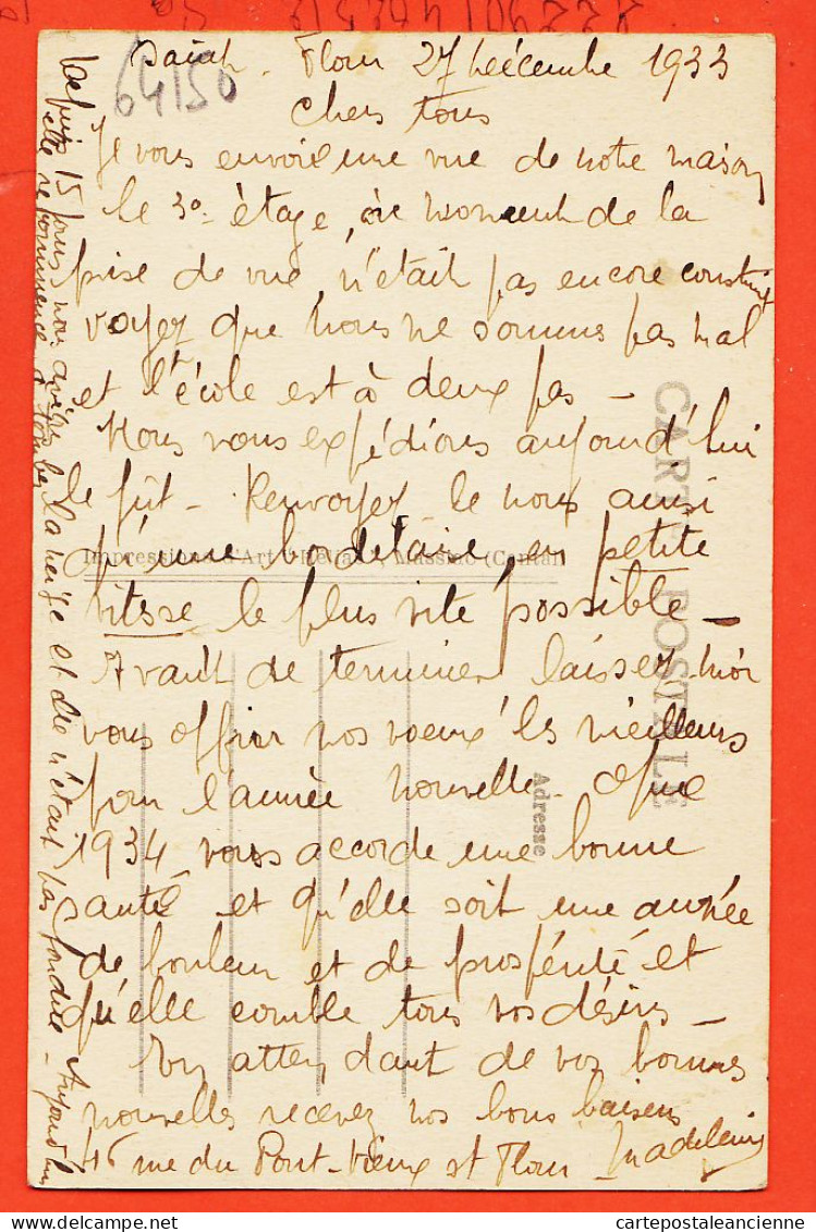 27371 / ♥️ ⭐ Rare Lisez 27-12-1933 Construction 3è Etage Notre Logement ◉ SAINT-FLOUR 15-Cantal ◉ Ecoles Laique Eglise - Saint Flour