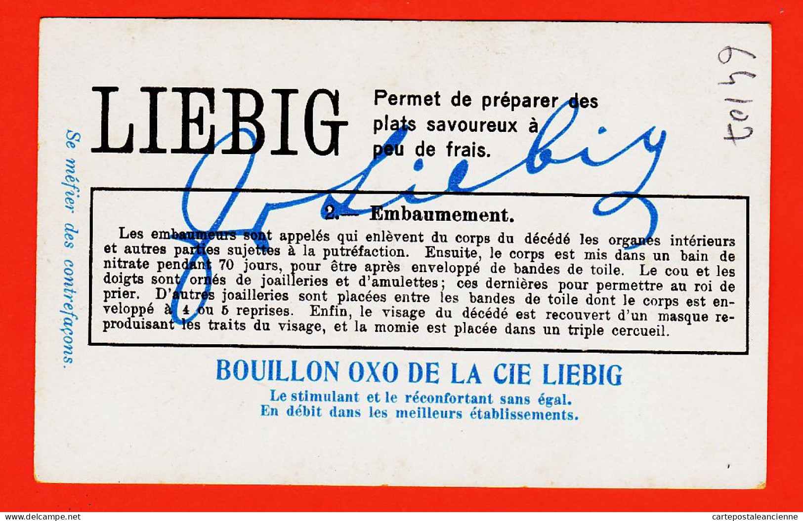 27305 / ⭐ Chromo LIEBIG 1890s Bouillon OXO ◉ Série Ensevelissement D'un Roi D' EGYPTE N° 2 ◉ Embaumement ◉ - Liebig