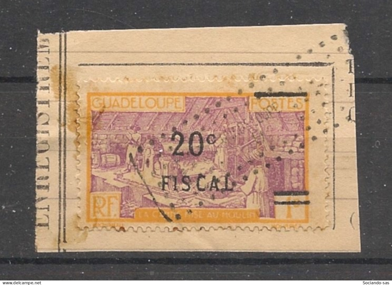 GUADELOUPE - N°YT. 99 - Timbre Fiscal 20c Sur 1c - Oblitéré / Used - Used Stamps