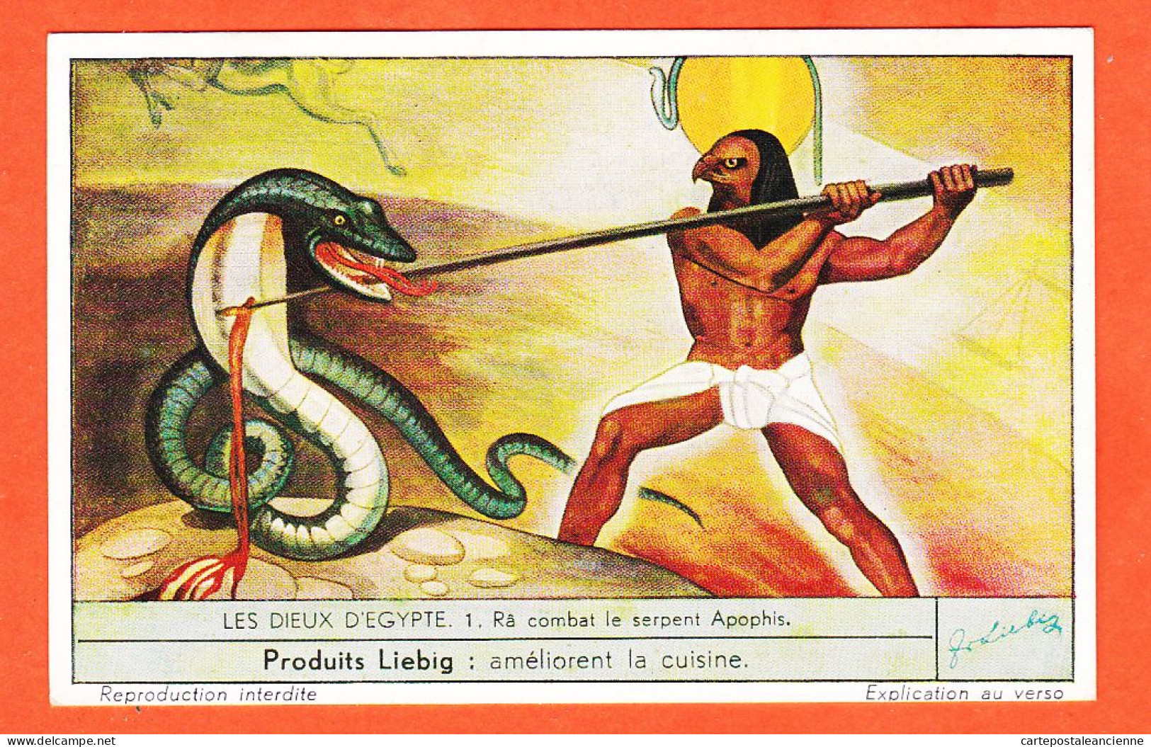 27292 / ⭐ Chromo LIEBIG ◉ Série Les Dieux D' EGYPTE N° 1 ◉ RÂ Combat Le Serpent APOPHIS - Liebig