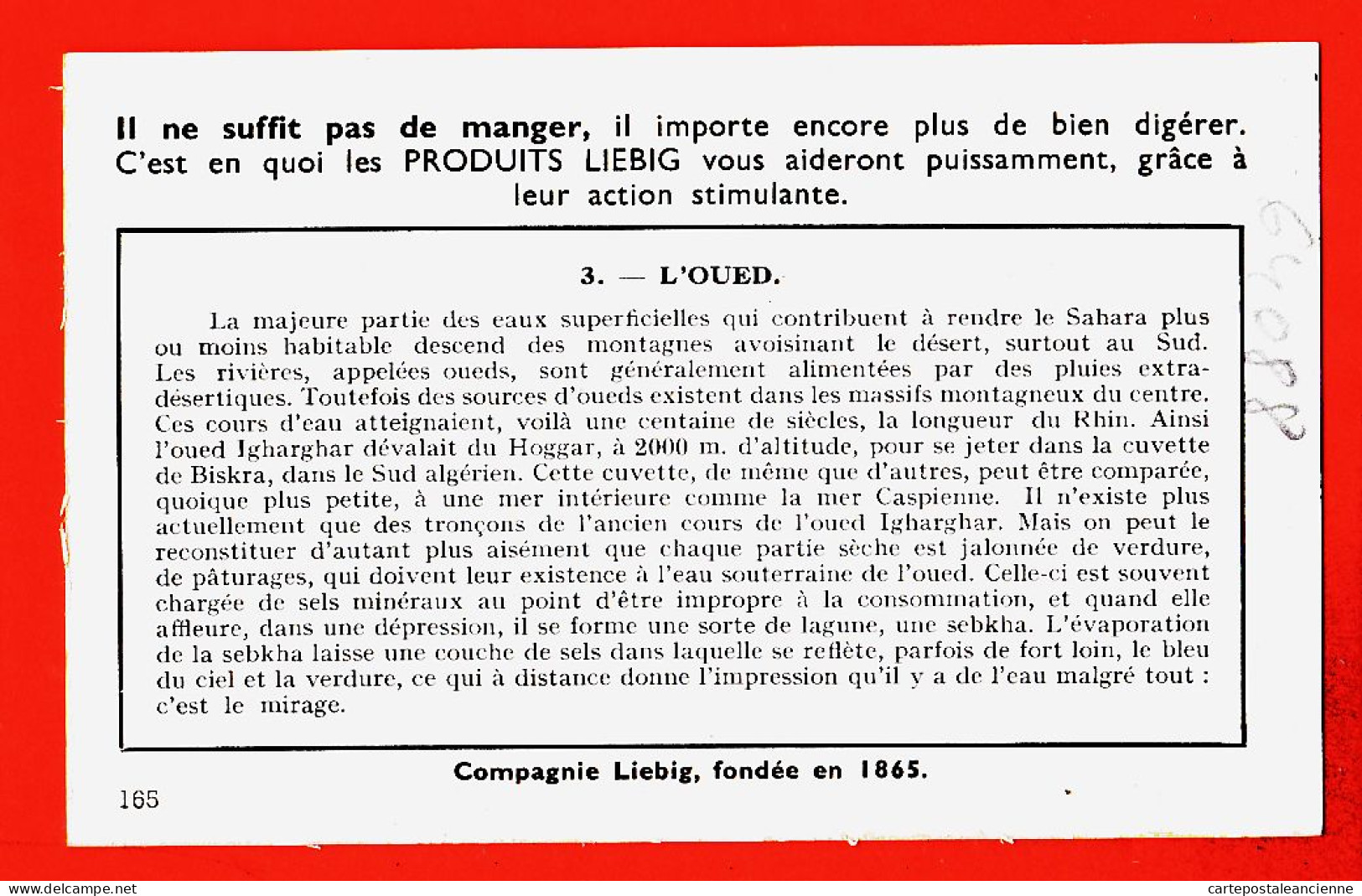 27288 / ⭐ Chromo LIEBIG ◉ Série 165 Sahara Ou Grand Desert N° 3 ◉ L' Oued  - Liebig