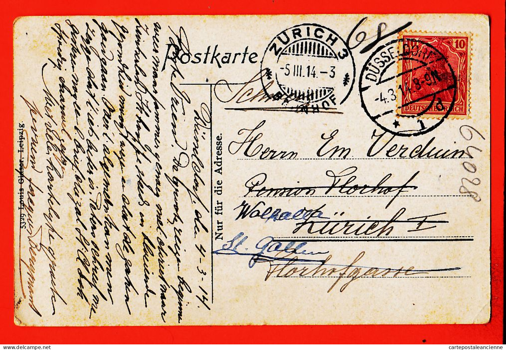 27237  / ⭐ EHRENBREITSTEIN  Rheinland-Pfalz  ◉ A Rhein M. Hafen 04-03-1914 Jacques BERGMANS Dusseldorf à VERDUIN Zurich - Koblenz