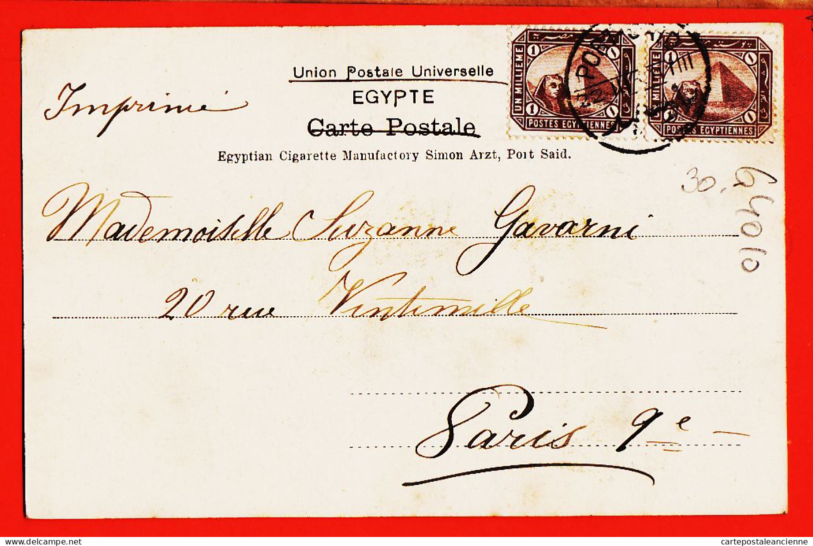 27228 / ⭐ PORT-SAID Egypte Vue Port Felouques 1902 De Jane PERRIN à Suzanne GAVARNI 20 Rue Vintimille Paris IX - Port-Saïd