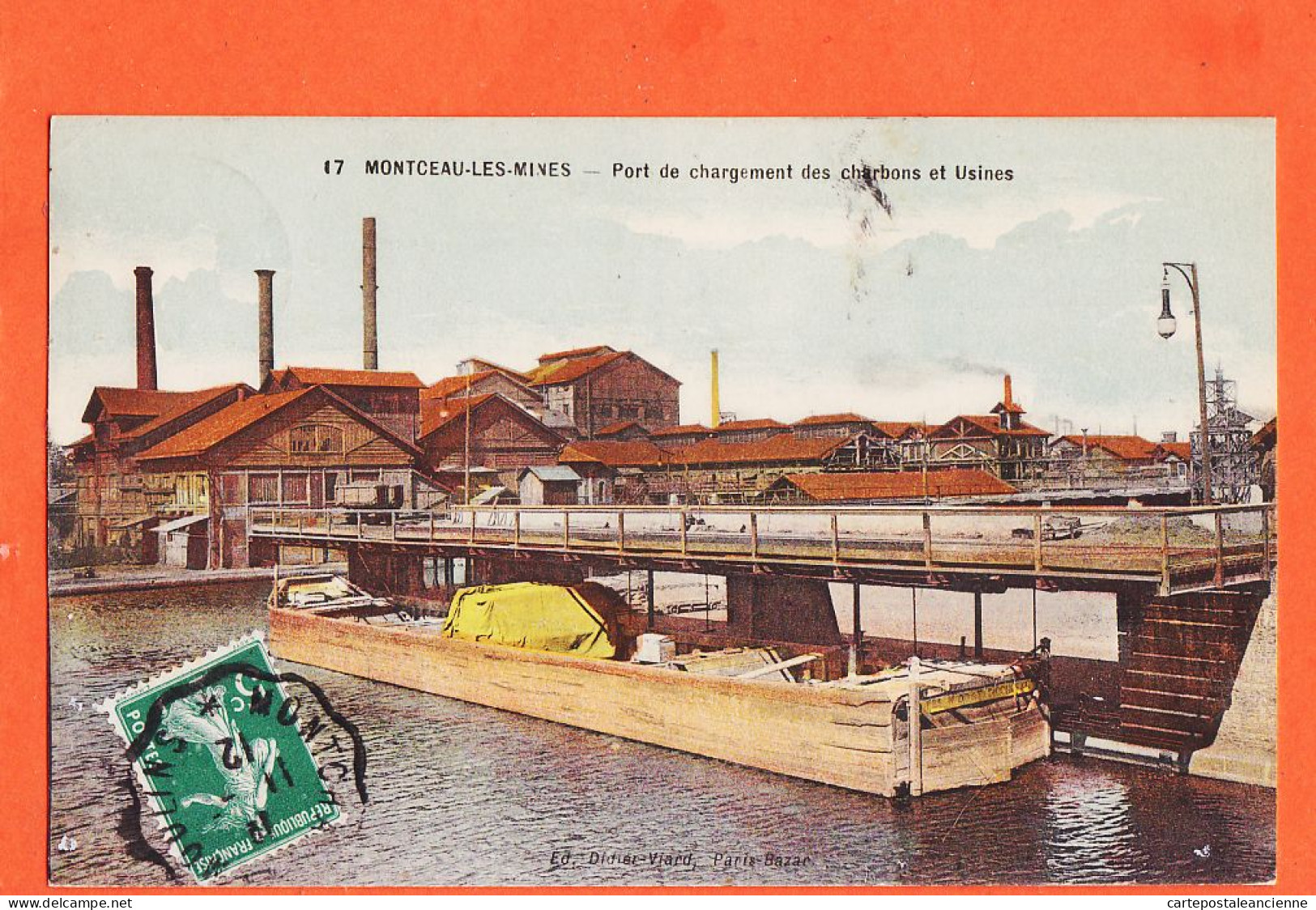 27216 / ⭐ 71-MONTCEAU-LES-MINES Barge Port Chargement Charbons Usines 1917 à GRIVEL Uriage EdiTion Bazar Didier VIARD - Montceau Les Mines