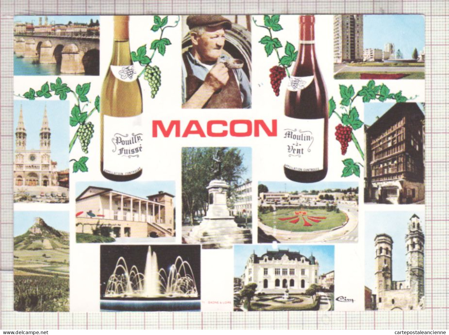 27217 / ⭐ MACON 71-Saone Et Loire POUILLY-FUISSE Et MOULIN-à-VENT Multivues 1987 Editions COMBIER - Macon