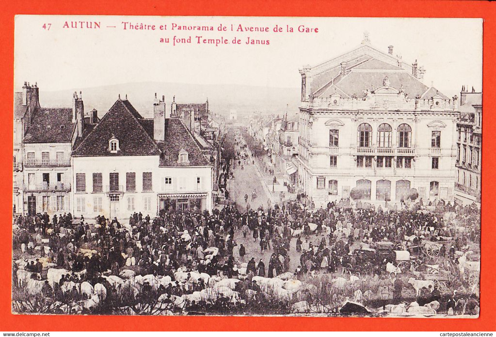 27145 / ⭐ AUTUN Tampon 69e Infanterie Foire Bestiaux Théatre Panorama Avenue GARE Temple JANUS 1915 à VIDIT Moret-Loing - Autun