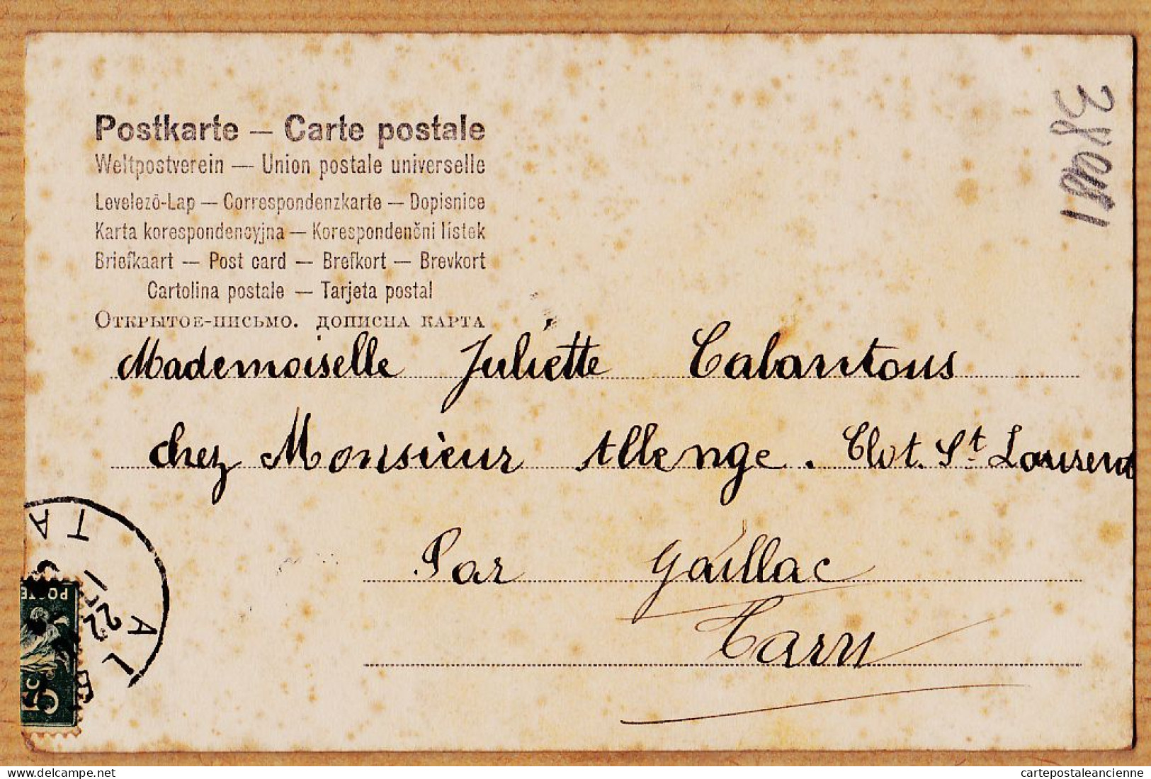 27491 / ⭐ JOYEUSES PÂQUES ALLELUIA ! 1903 à Juliette CABANTOUS Chez ALBENGE Clot Saint-Laurent St Gaillac - Ostern