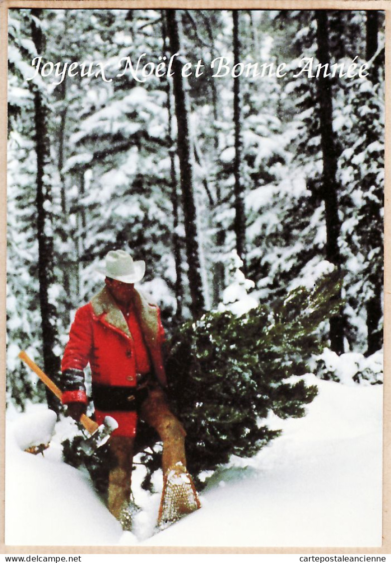 27464 / ⭐ JOYEUX NOEL Et BONNE ANNEE Bucheron Chapeau Cow-boy Raquette Hiver Canadien Photo J.WARD - Autres & Non Classés