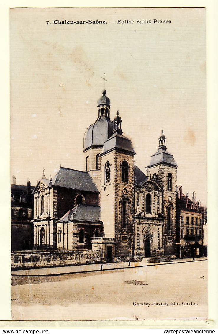 27066 / ⭐ Carte Toilée 71-CHALON-sur-SAONE Eglise St  SAINT-PIERRE Place 04.06.1912 à GIRARD Buvette Orleans Gare Saumur - Chalon Sur Saone