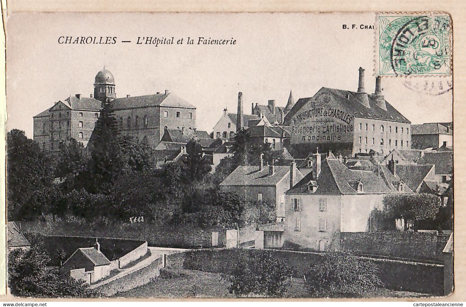 27211 / ⭐ CHAROLLES 71-Saône-Loire L'Hopital Et Faïencerie OUROUX 07-09-1907 à DEROSA Place Dumas De Loire Lyon - Charolles