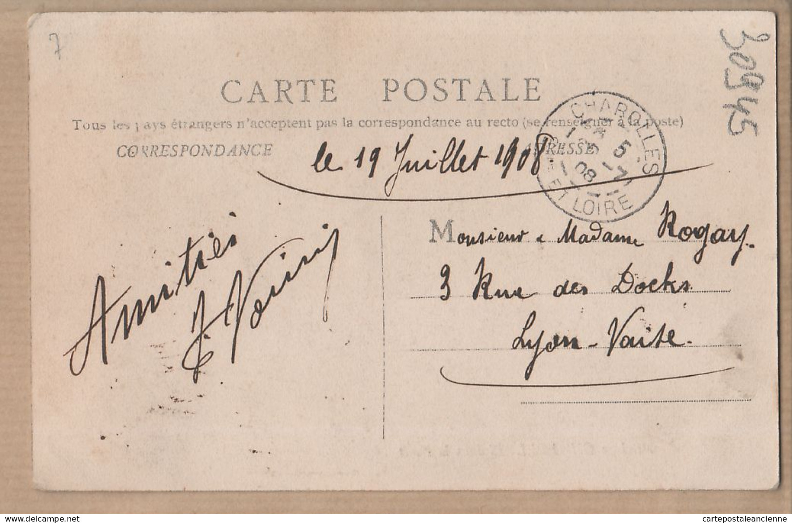 27209 / ⭐ CHAROLLES 71-Saône-Loire Attelage CHAROLLAIS 2 Boeufs Dans La Forêt 1908 à ROGAY Rue Des Docks Lyon-Vaise - Charolles