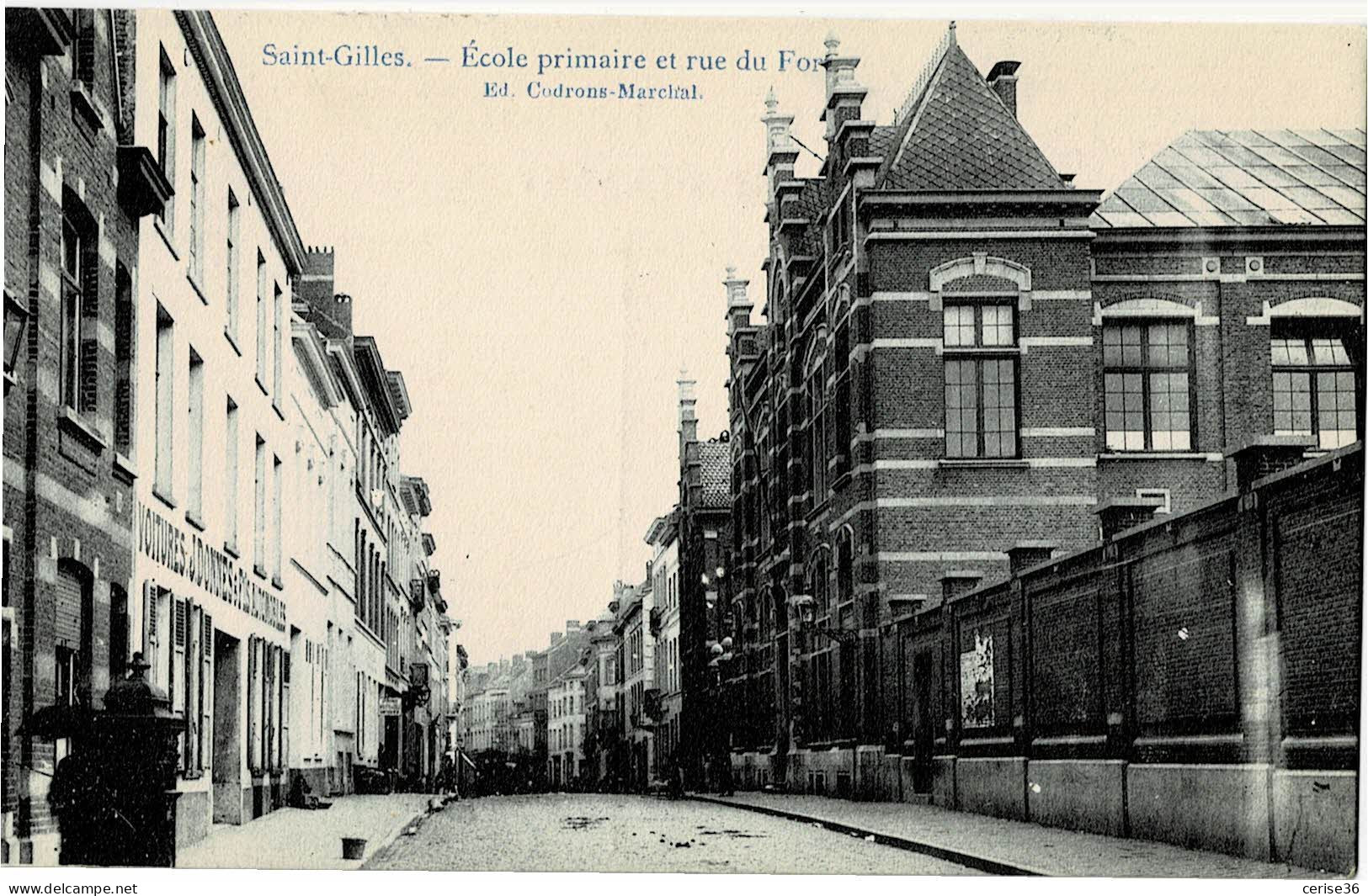 Saint-Gilles Ecole Primaire Et Rue Du Fort Circulée En 1923 - St-Gilles - St-Gillis