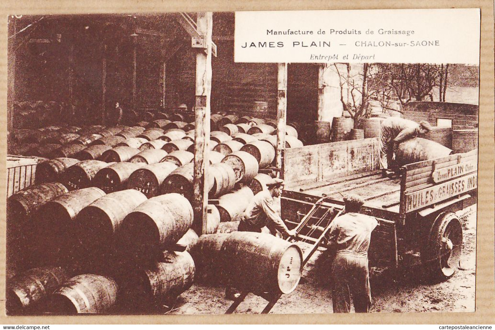 27213 / ⭐ 71-CHALON-sur-SAONE JAMES PLAIN Manufacture Produits Graissage Chargement Camion Entrepot Départ 1930s - Chalon Sur Saone