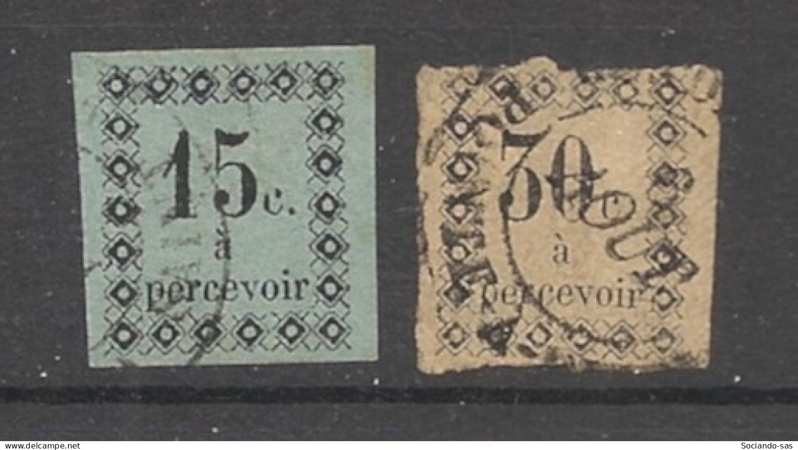 GUADELOUPE - 1879 - Taxe TT N°YT. 4 Et 5 - 15c Noir Sur Bleu Et 30c Noir - Oblitéré / Used - Gebruikt