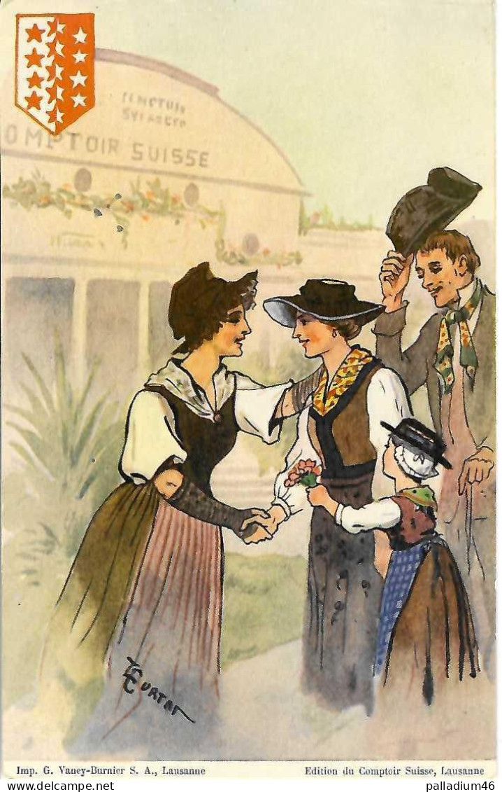 VD LAUSANNE Litho - Comptoir Suisse - Valaisannes En Costume - Vaney-Burier NEUVE - Lausanne