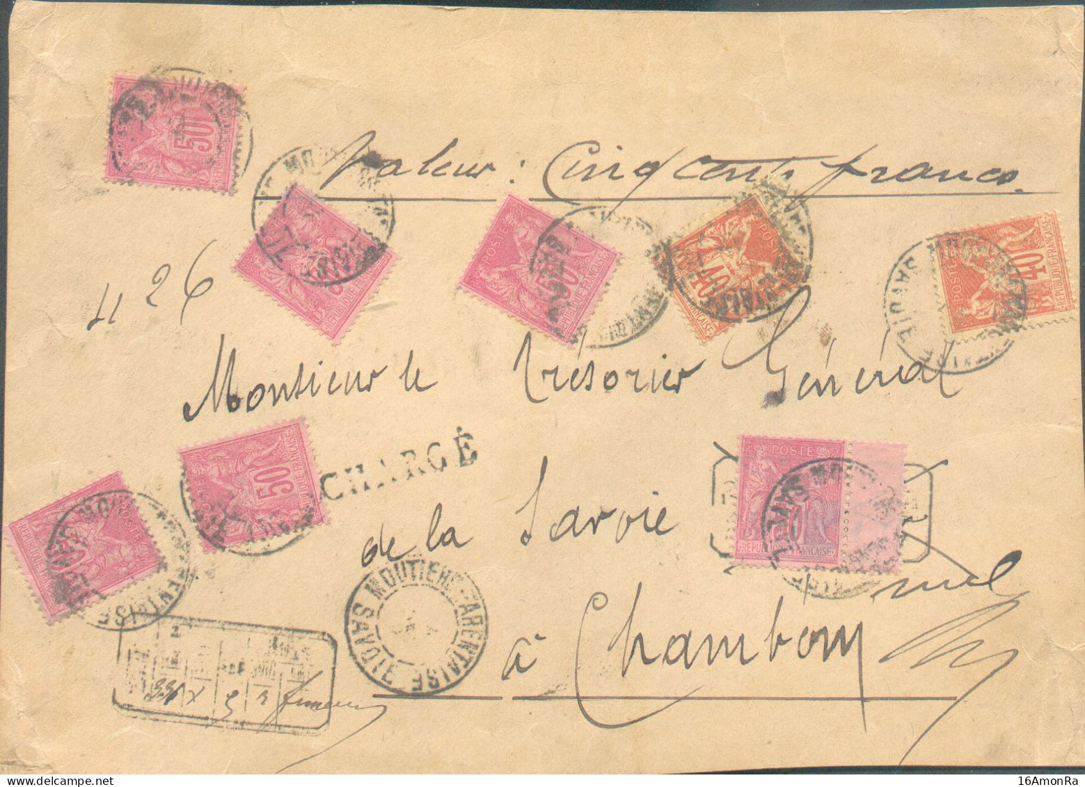 Affranchissement SAGE à 75c Obl. Dc LA ROCHETTE SAVOIE Sur Document CHARGE Du 18 Déc. 1895 Vers Chambéry Pour Une Valeur - 1876-1878 Sage (Type I)