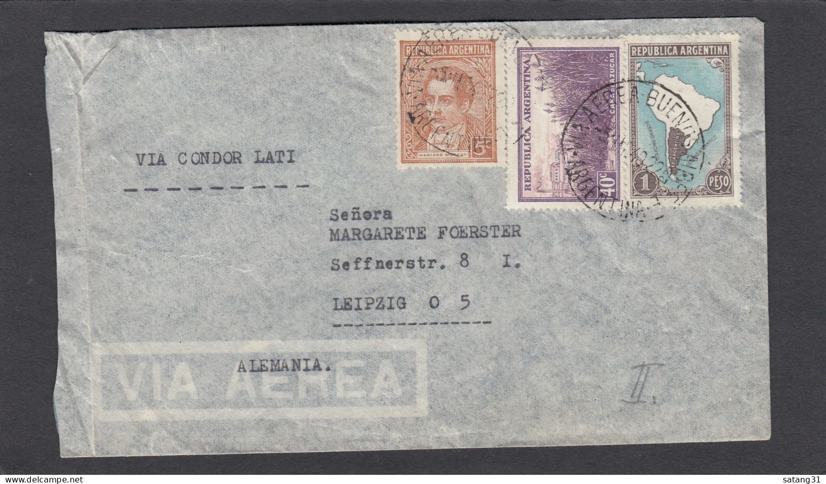 LETTRE PAR AVION, VIA CONDOR - LATI, DE BUENOS AIRES POUR LEIPZIG,OUVERTE PAR LA CENSURE ALLEMANDE OKW, 1940. - Airmail