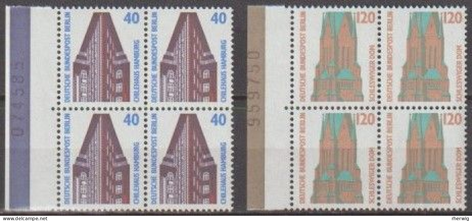 Berlin, 1988 Sehenswürdigkeiten Mi.Nr. 815, 816  **  2 Viererblöcke Je Mit Linkem Rand Und Bogenzähler - Unused Stamps