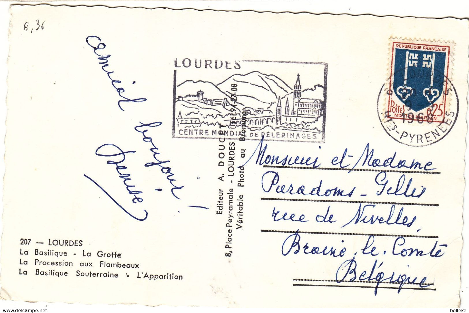 France - Lettre De 1968 - Oblit Lourdes - Armoiries - - Covers & Documents